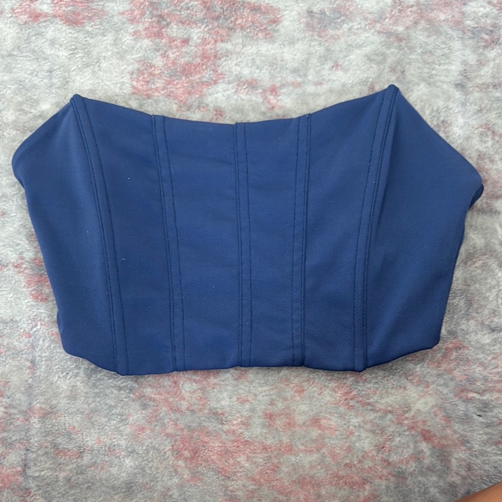 Blue Strapless Corset Top